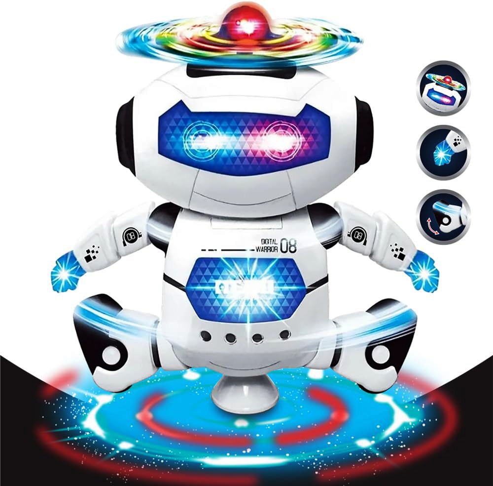 Dancing robot toy for kids boys girls with 3D Light, Music, birthday gift