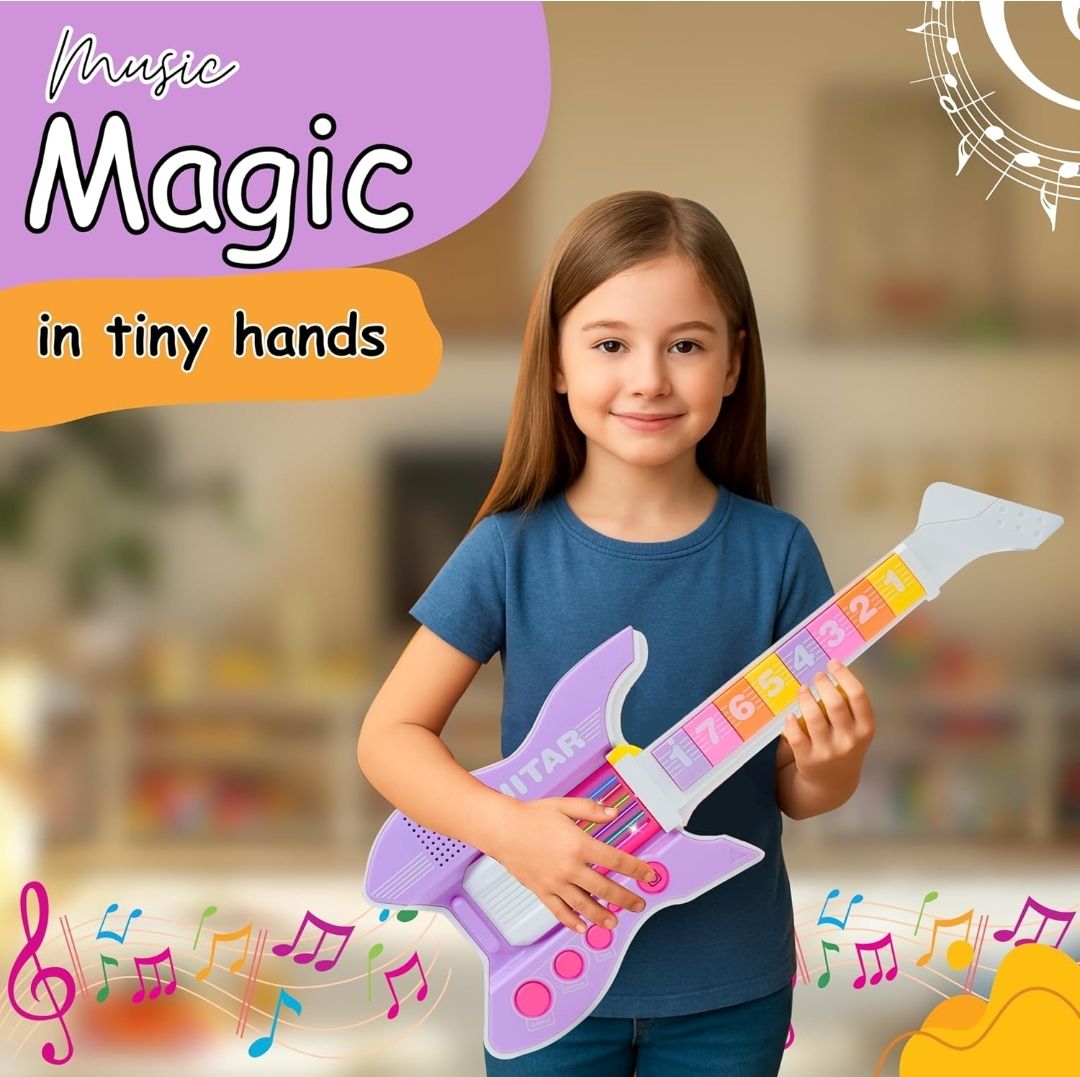 urbannest26 Musical Toy Guitar with Dynamic Lighting Effects, Mic (Batteries Not Included)-picture-30