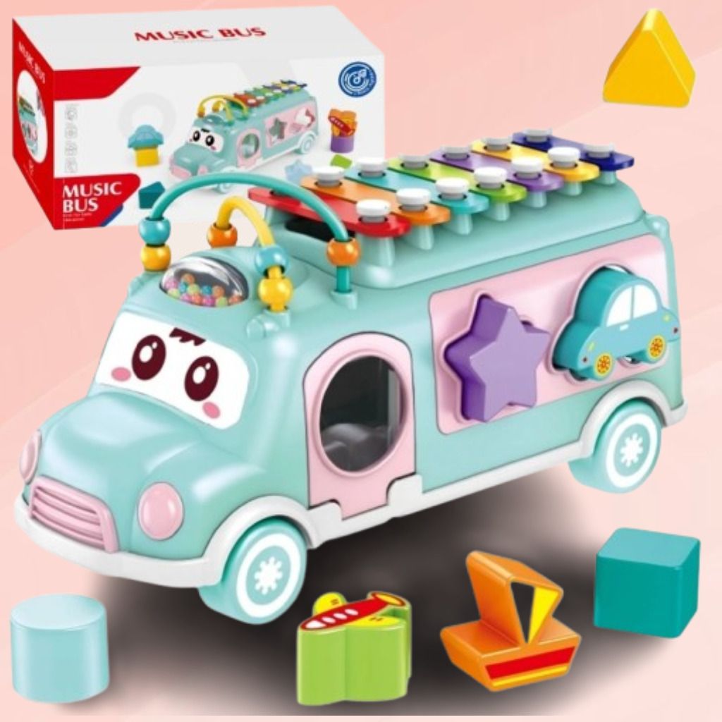 kidsdreams Educational Musical Activity Bus with Shape Sorting Blocks for Kids-picture-14