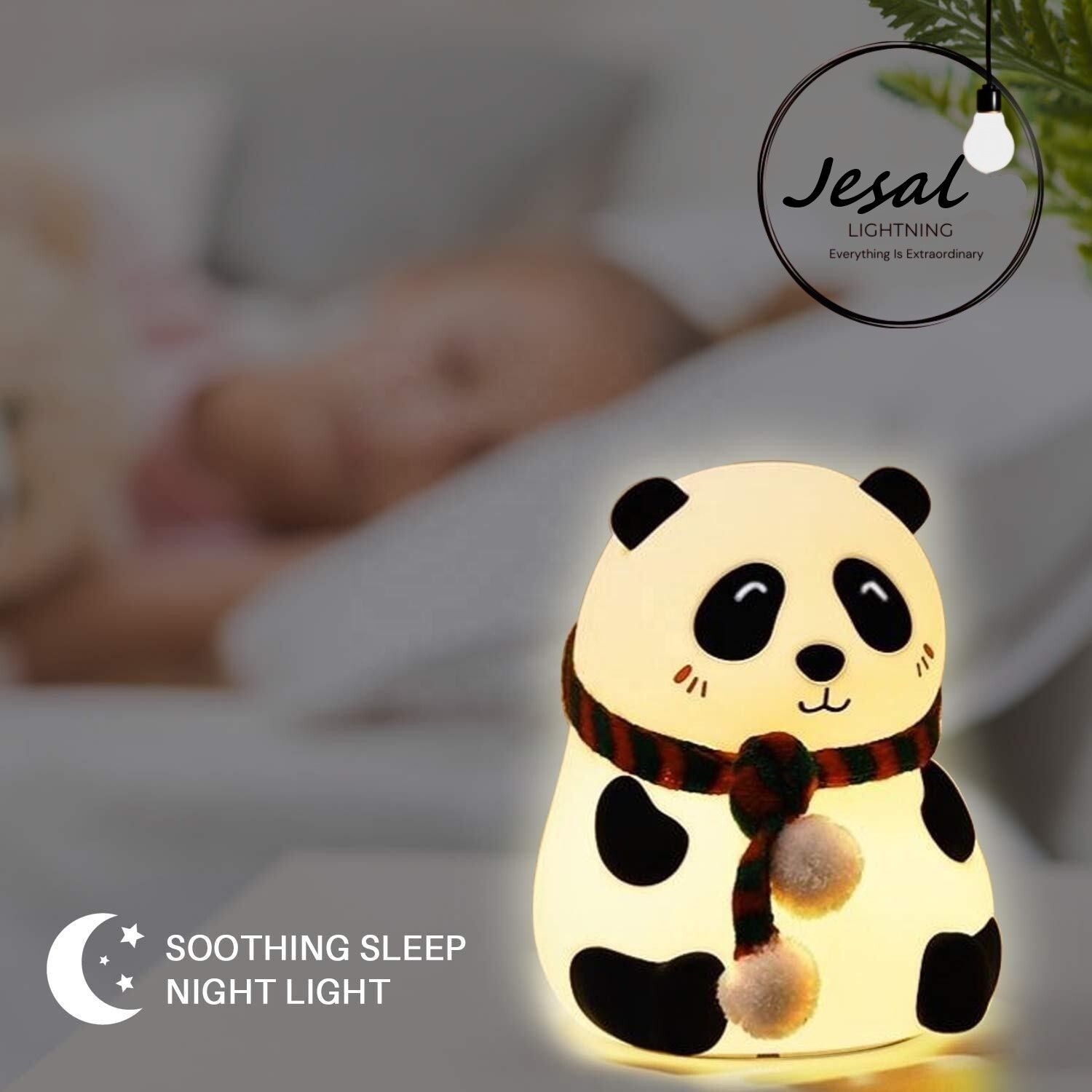Cute Panda Silicon USB Rechargeable Night Light Lamp with Gesture Control Sensor