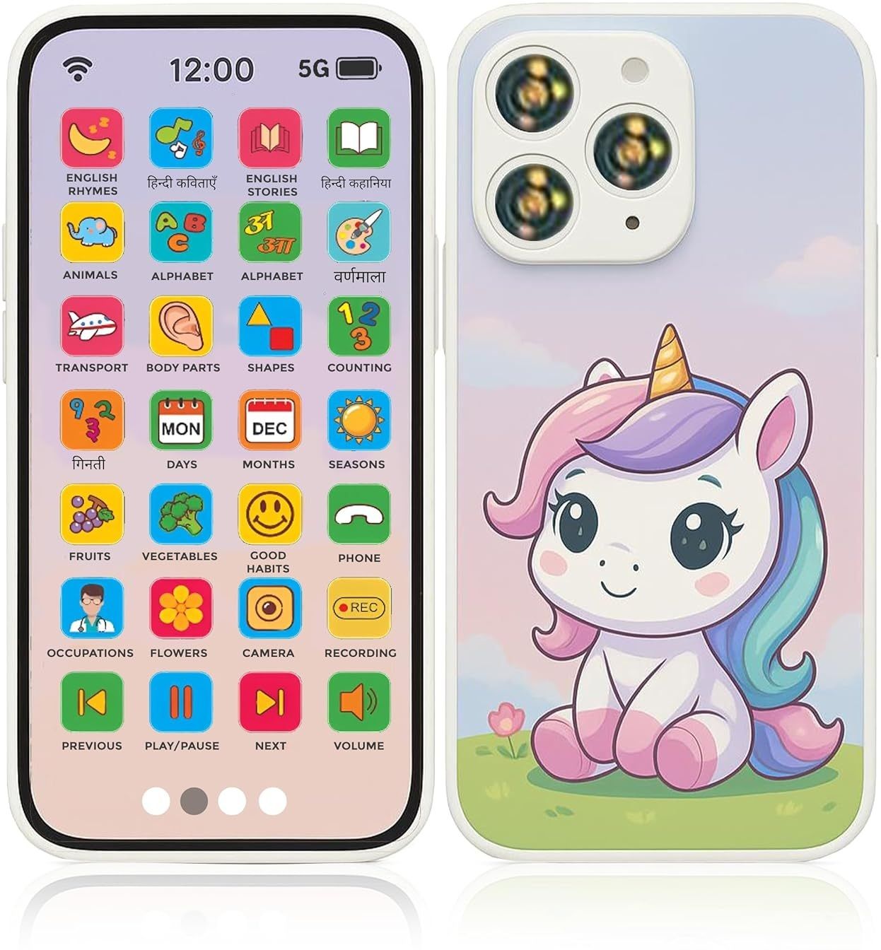 Educational Phone Toy for 2-12 Years Kids Rechargeable 24 Modes Music Functions