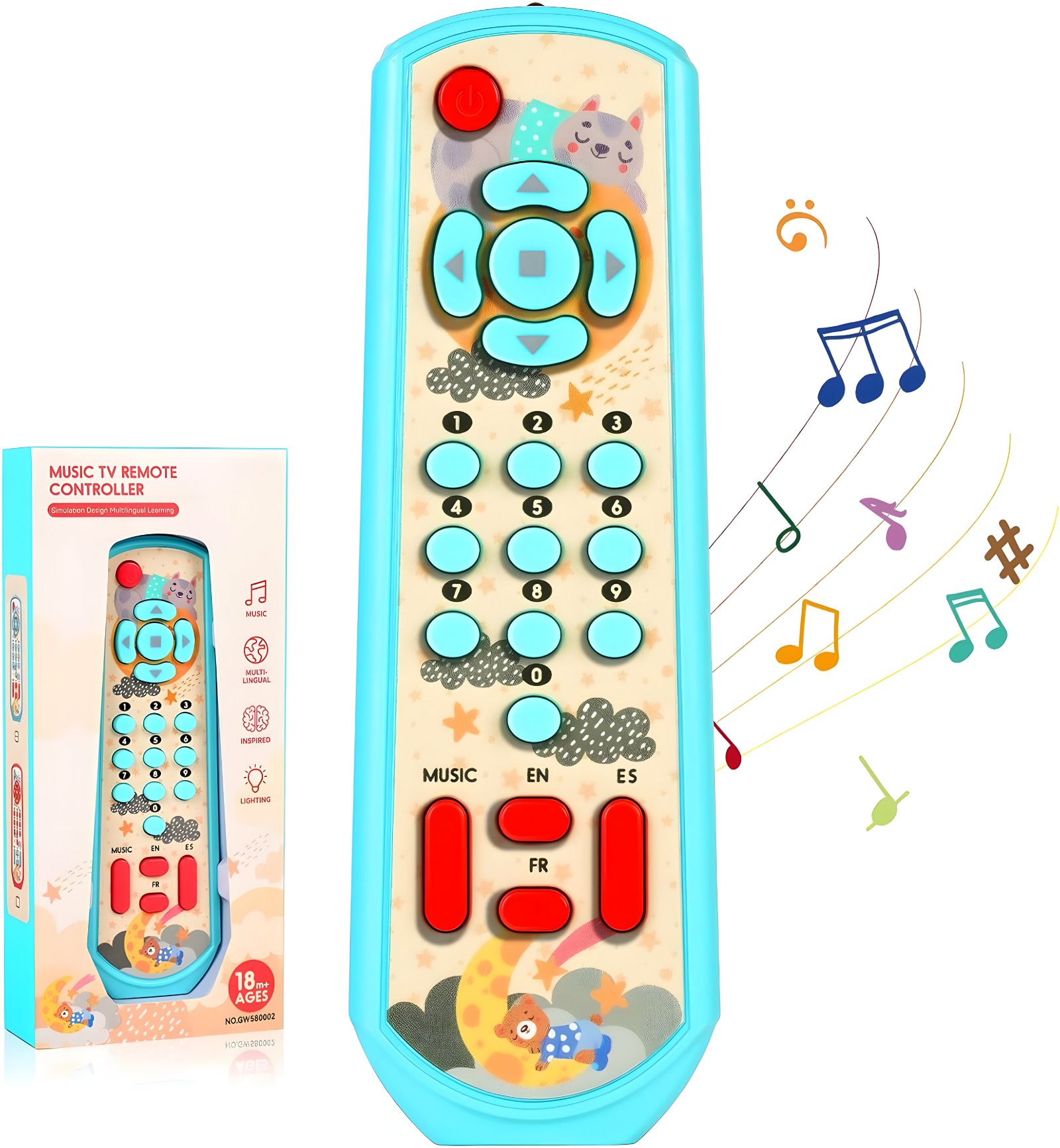 jollyora TV Remote Control Toy with English Spanish and French, Baby Sensory Toys with Li-picture-47