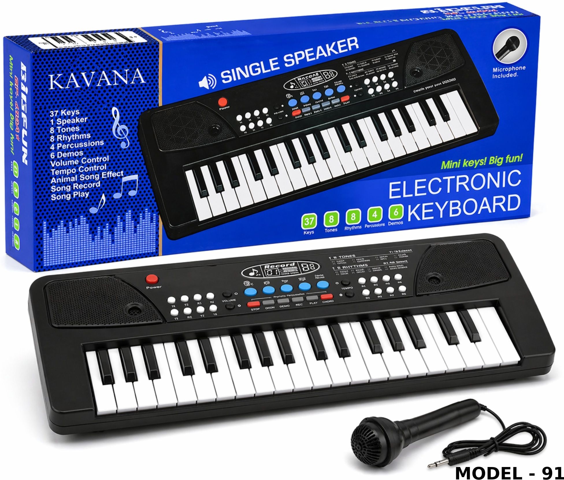 Rechargeable 37-Key Musical Piano Keyboard with Microphone for Kids B15-image-27