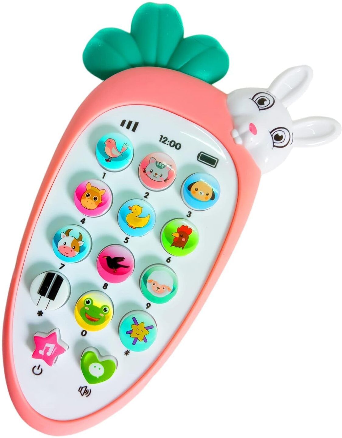 Rabbit Bunny Phone Toy Mobile Phone for Kids Animal Sound Toy with Light & Music
