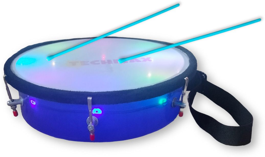 techmax solution Lighting Dholak Sensor Based -Rechargeable - Blue - Single Side - 11.5INCH-picture-17