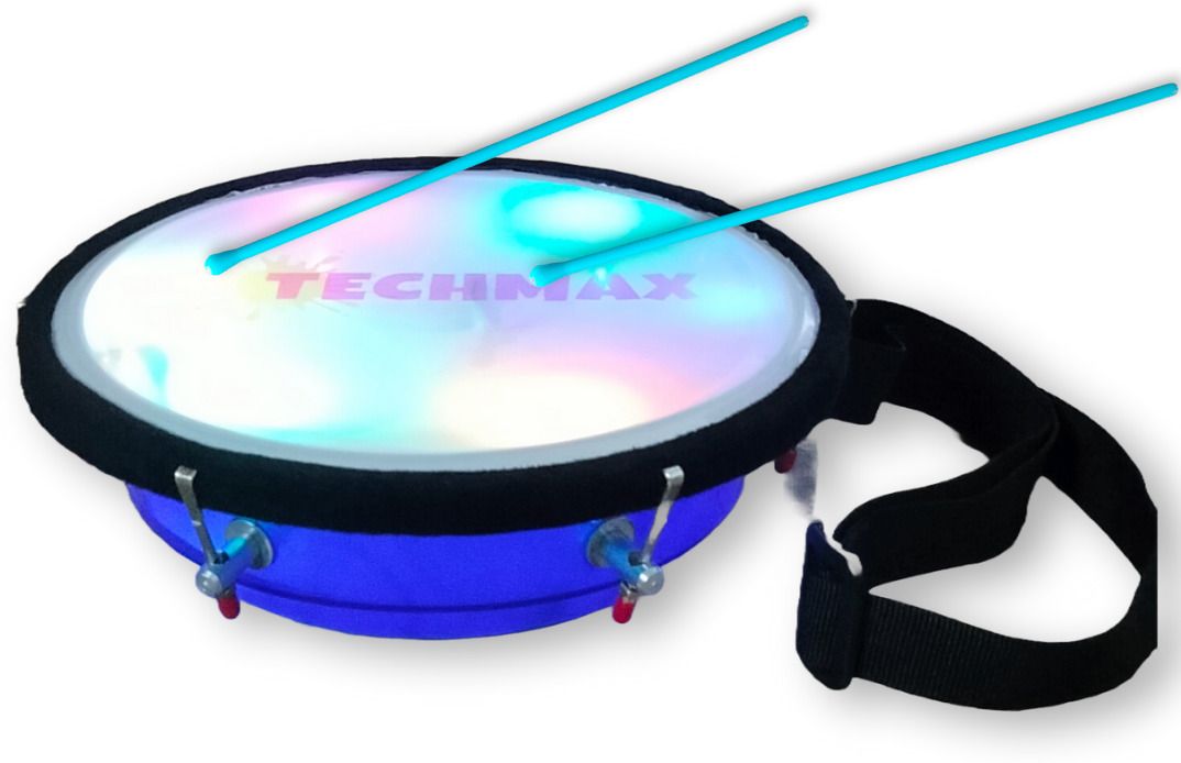 techmax solution Lighting Dholak Sensor Based -Rechargeable - Blue - Single Side - 9INCH-picture-12