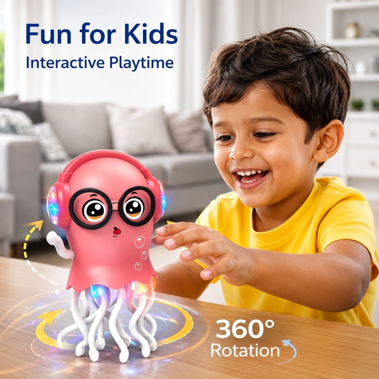 Dancing Jellyfish Toy for Kids with Music, LED Lights & 360° Bump-and-Go Action-image-2