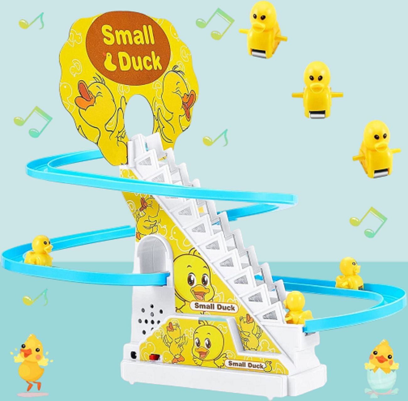 3 DUCK TOY,FUNNY AUTOMATIC STAIR-CLIMBING DUCKLINGS CARTOON RACE TRACK SET
