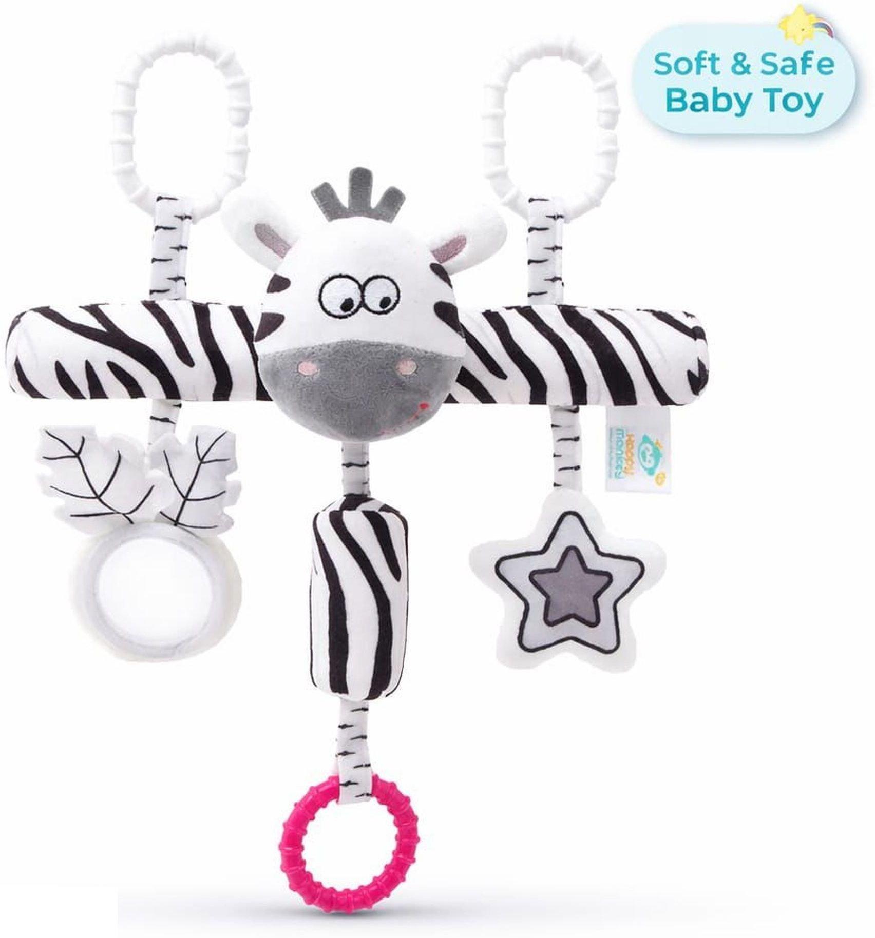 hi mom Zebra Hanging Soft Rattle Toy with Teether for Babies-picture-38