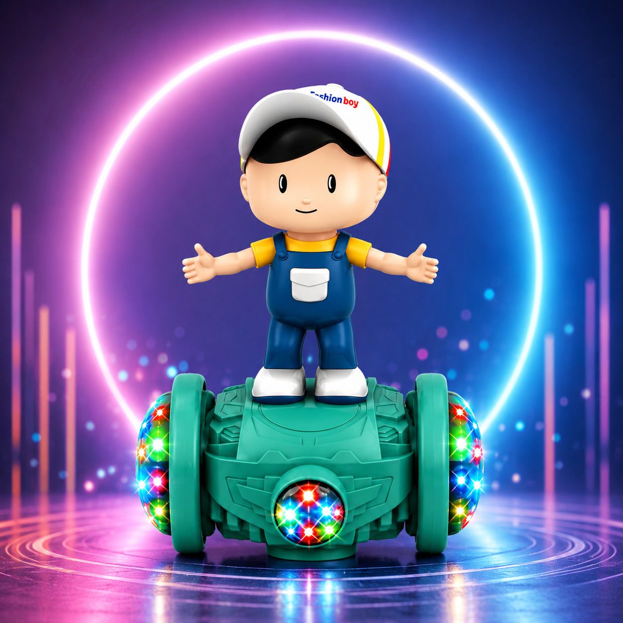 360° Rotating Dancing Boy Toy with Flashing LED Lights, Musical Bump-image-2