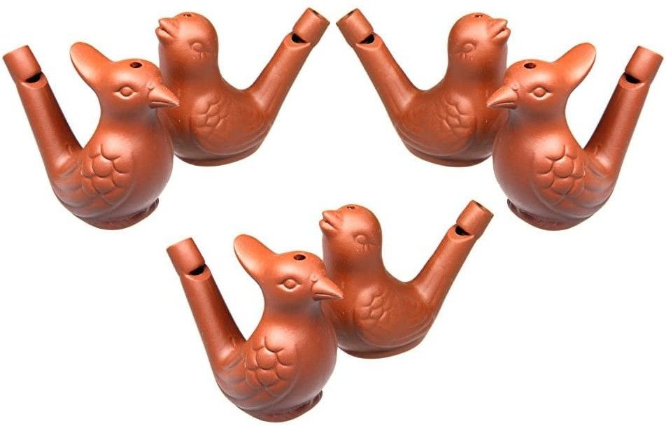 kishore collection Clay Bird Water Whistle Terracotta Couple Birds Children Toy Pack of 6-picture-14