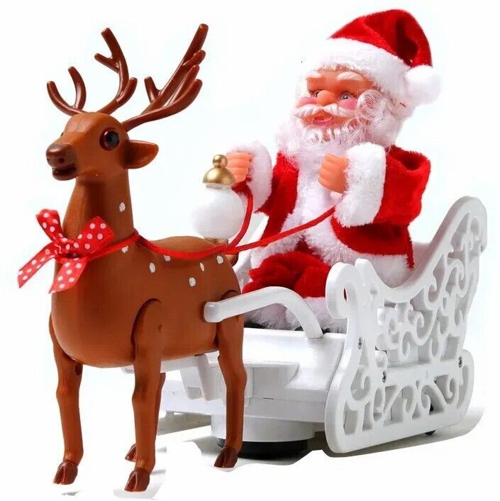 elecsera Electric Santa and Reindeer Sleigh Toys,Singing and Dancing with Jingle Bell-picture-13