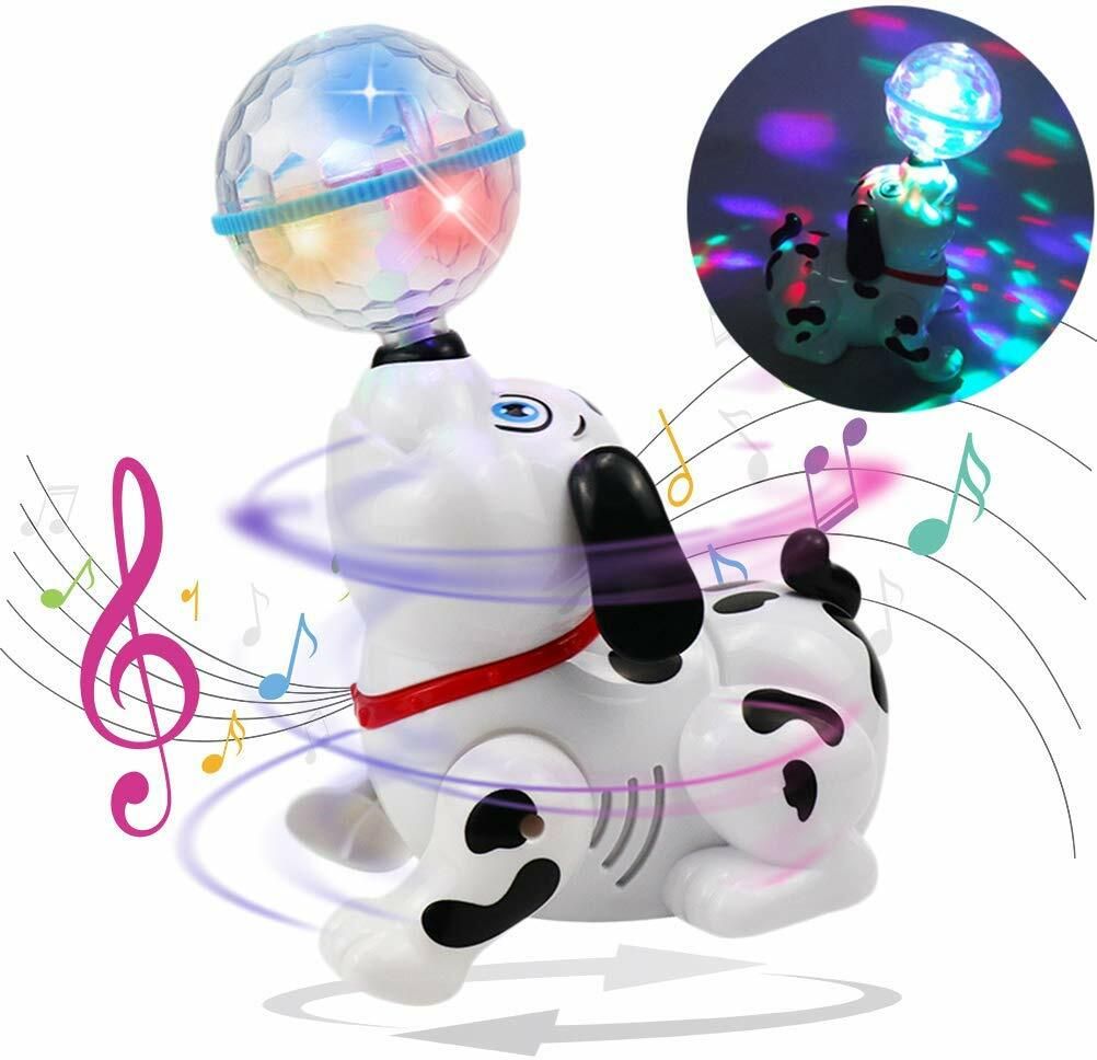jugnu Dancing 360 degree Rotating Dog Toy with Music, Sound, 3D LED Light for Baby Children Kids (Black & white)-picture-11