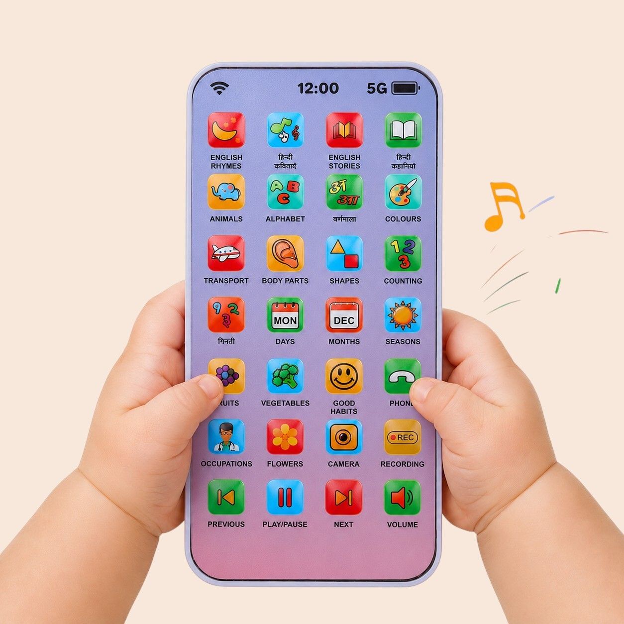Baby Learning Phone Toy with Rhymes Songs Numbers and Alphabets-image-45