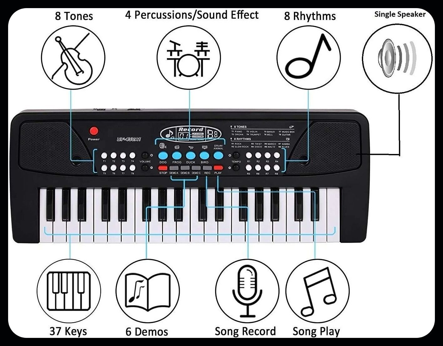 saleoff BF-430 37 Key Piano Keyboard | DC Power Option, Microphone, Multi-Function-317-picture-17