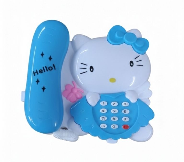 Cute Kitty Shape Toy Telephone for Kids | Pretend Play Learning Phone – Blue