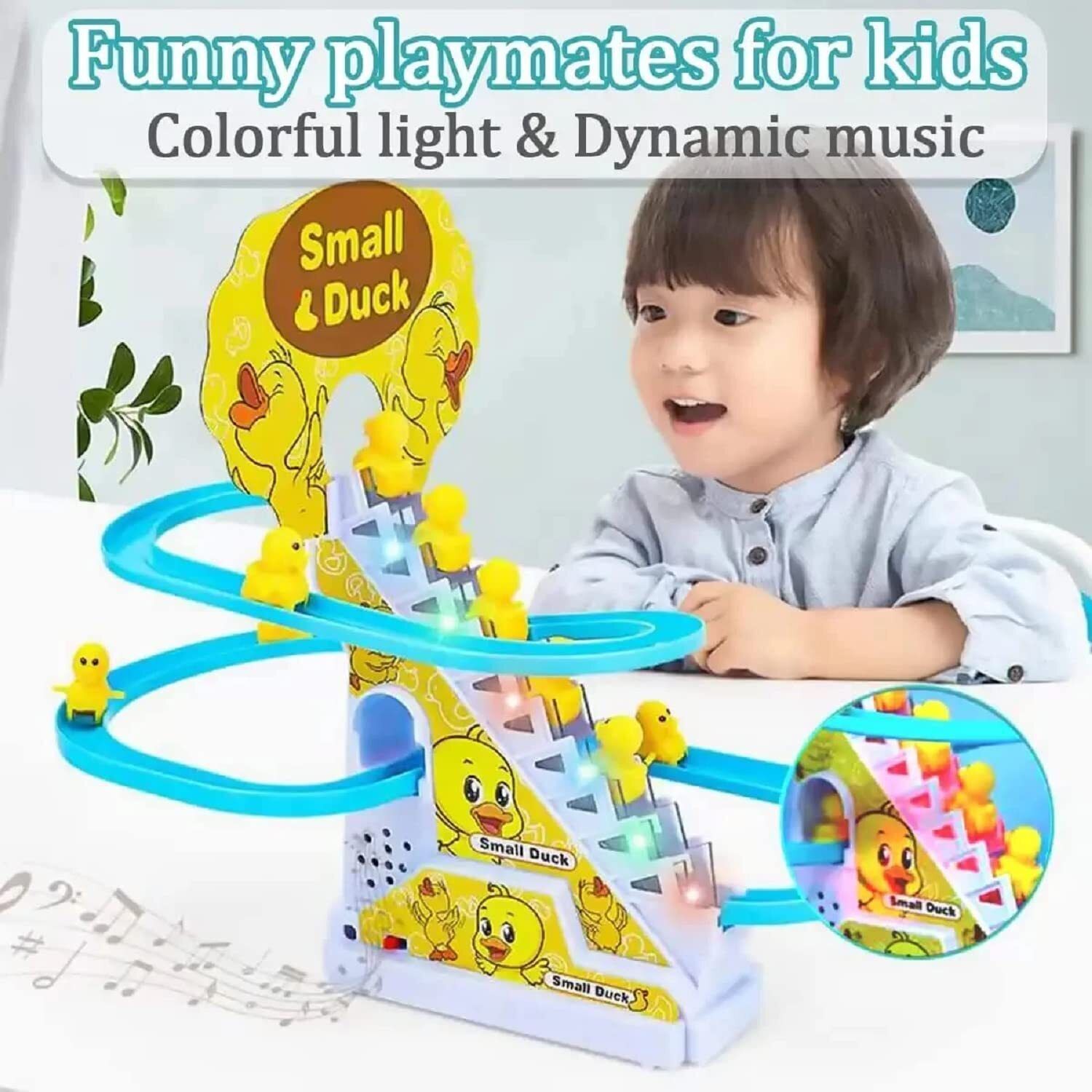 Funny Automatic Stair-Climbing Ducklings Race Track 3 Duck Slide Toy Set M33-image-31