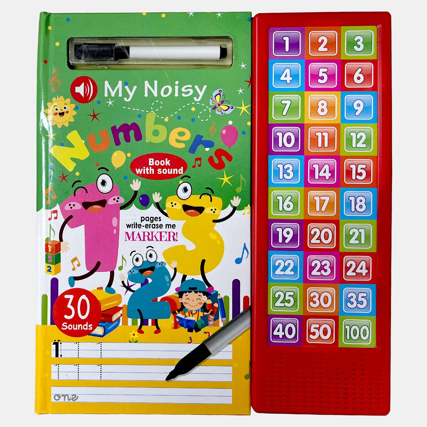 My Numbers Sound Book with 30 Click Sound Wipe and Clean, Learn, Practice Play Basic concepts with Sound Module and wipe & clean pen. Age 24 months and over.-image-25
