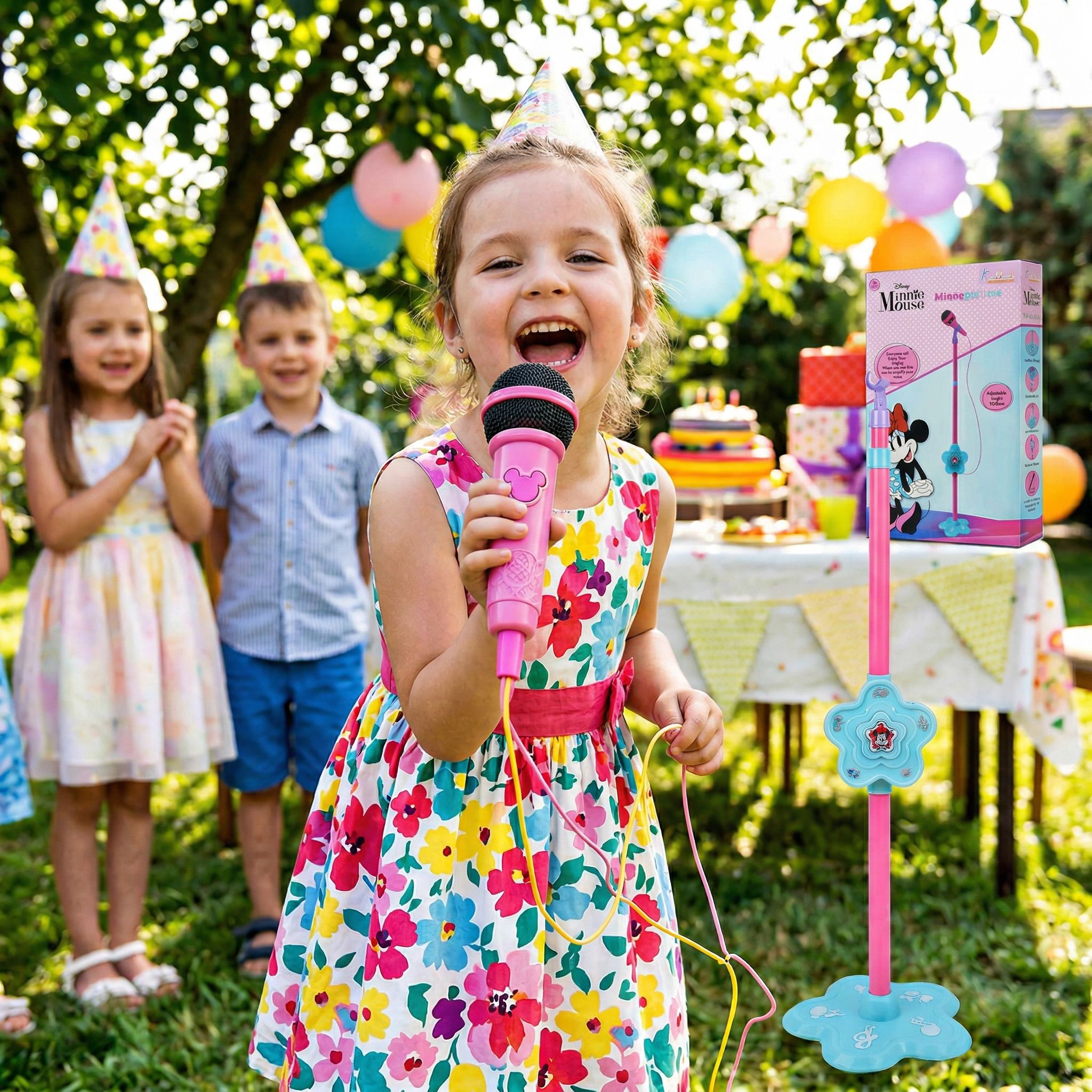 disney Minnie Mouse Portable Karaoke Microphone with Adjustable Stand for Girls-picture-43
