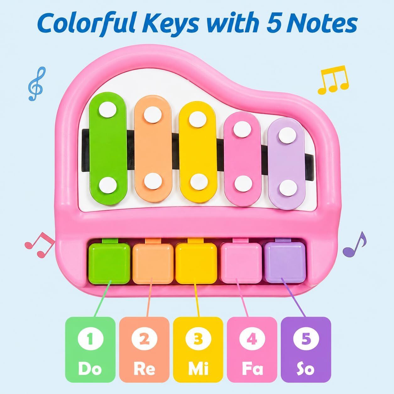 Toys Kids Educational Knock Playing 2 in 1 Colorful Plastic Percussion Piano Toy-image-12