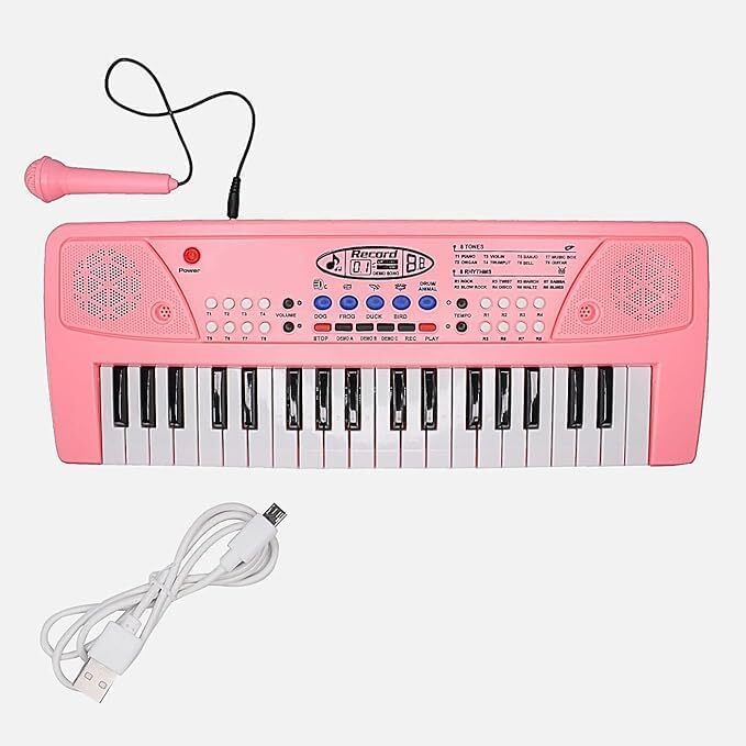 jericos Kids 37-Key Piano Keyboard Pink with Mic, USB Rechargeable & Recording-picture-14