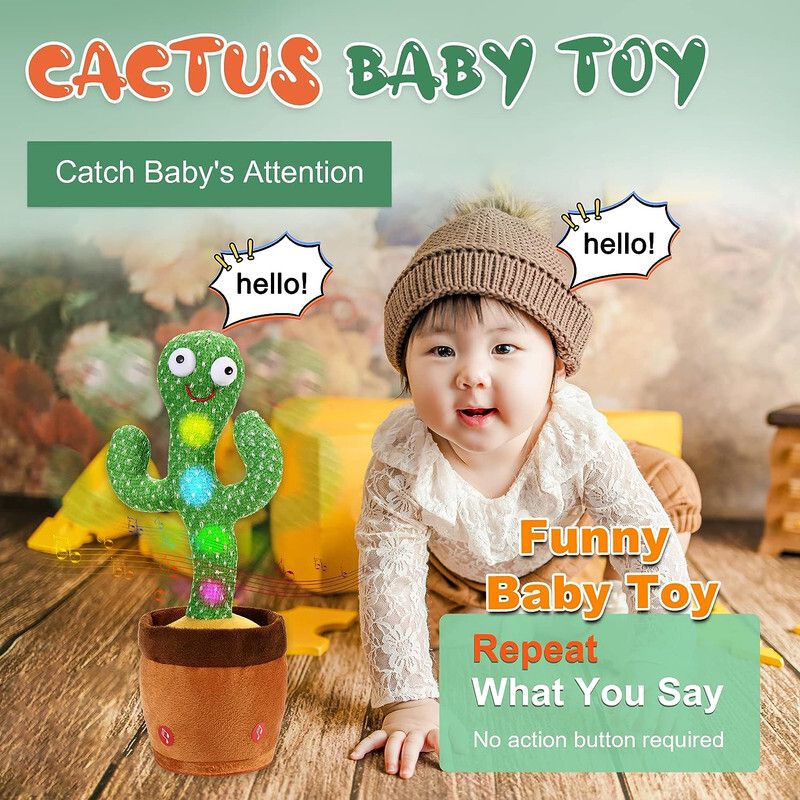 haulsale Dancing Talking Cactus Plush Toy, Wriggle, Singing, Repeats What You Say-988-picture-23