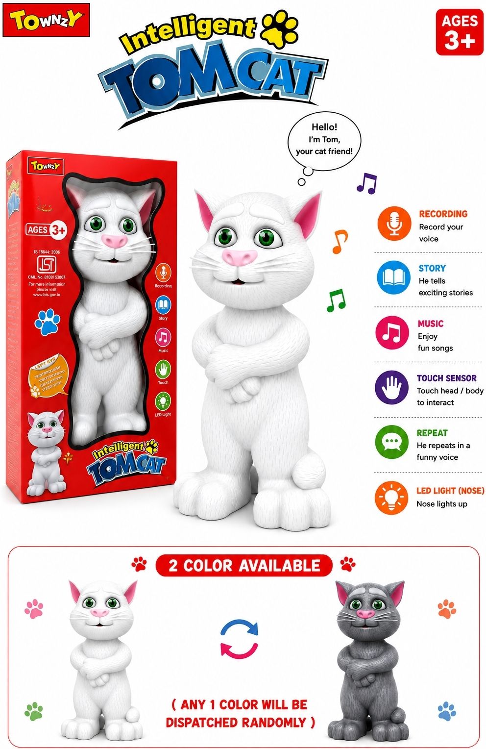 Intelligent TOMCAT Interactive Talking Cat Voice Repeat Musical Toy for Kids-image-35