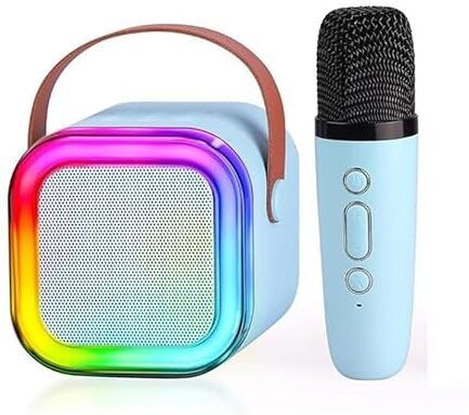 Portable Bluetooth Karaoke Speaker with Wireless Microphone & RGB Lights-image-1