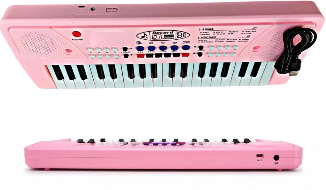 jericos 37-Key Piano Toy for Kids | Electronic Keyboard with Mic & Recording | Pink-picture-48