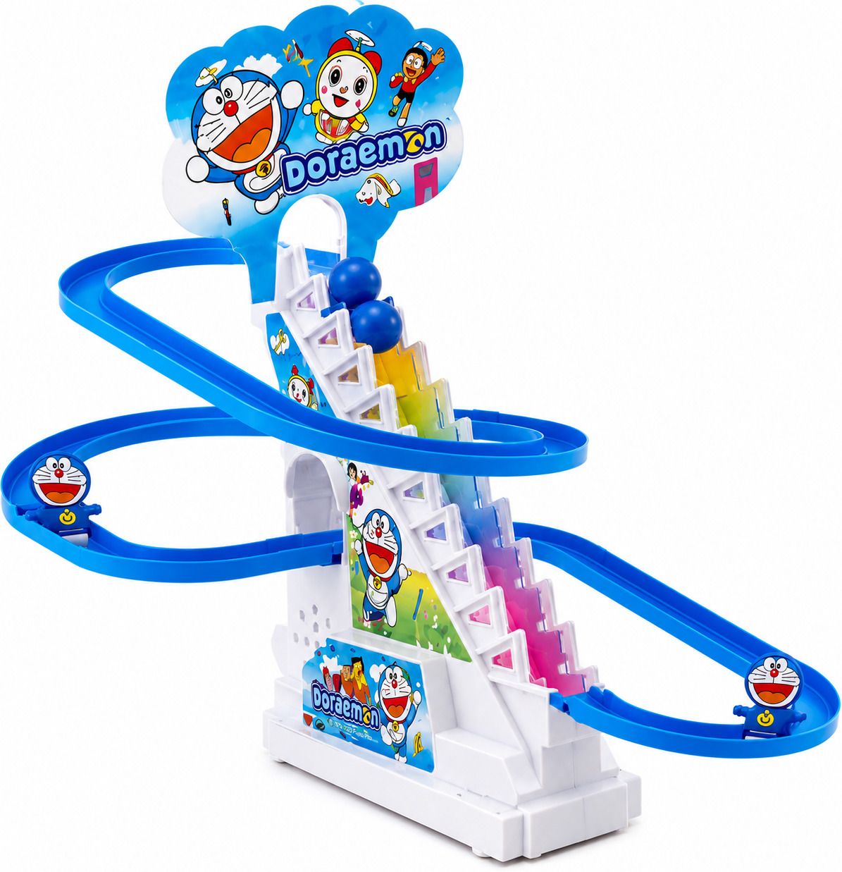 Doraemon Stair Climbing Ball Track Toy with Music Lights for Kids Battery Toy-image-48