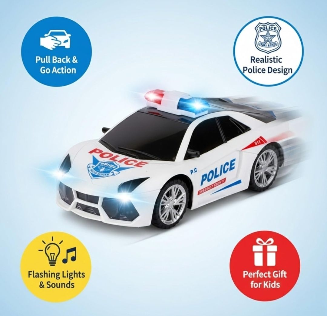 gobaby Police Car Toy For Kids With Lights, Sounds, 360 Spin-picture-37
