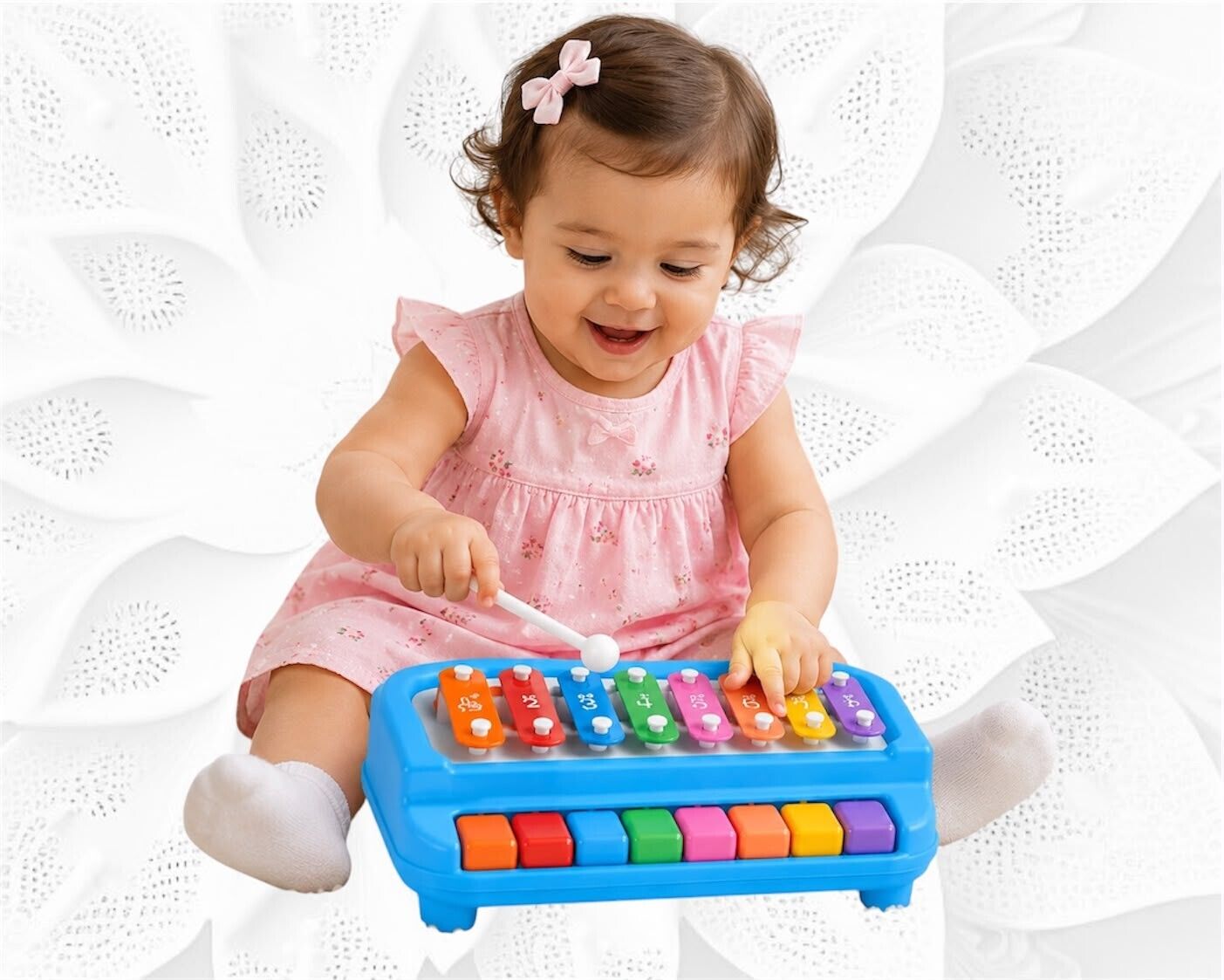 BABY MUSIC LEARNING INSTRUMENT TOY | 8 KEY PIANO XYLOPHONE WITH STICKS-image-16