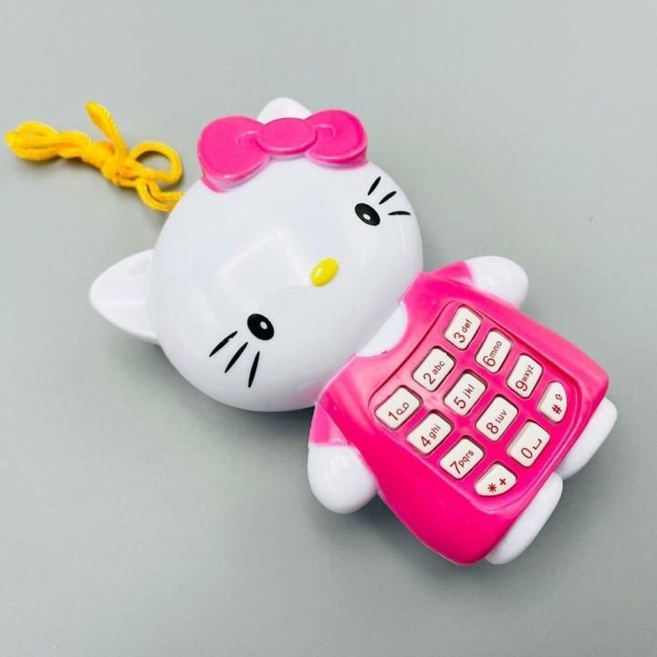 Cute Kitty Musical Toy Phone for Kids with Light Sound Buttons & Strap