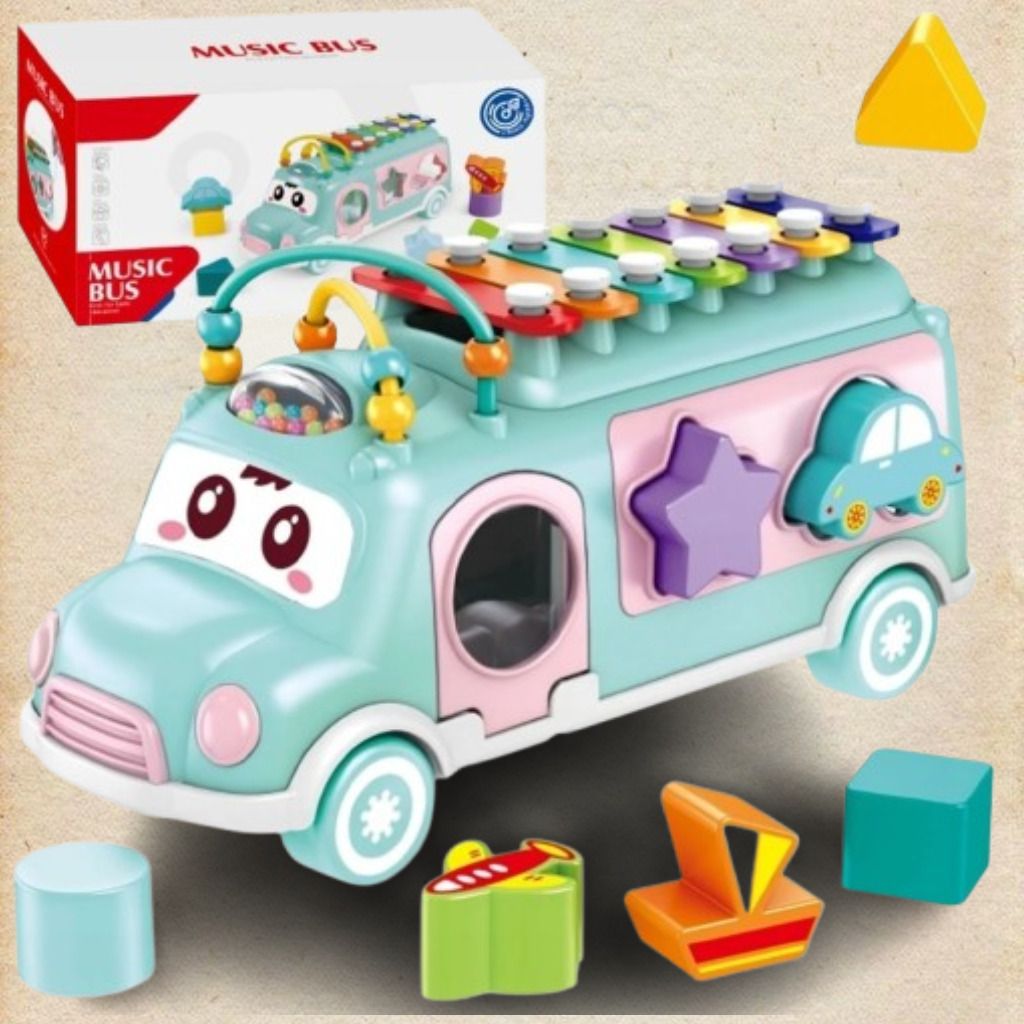 Kids Educational Activity Bus with Shape Blocks and Bead Maze Toy-image-31