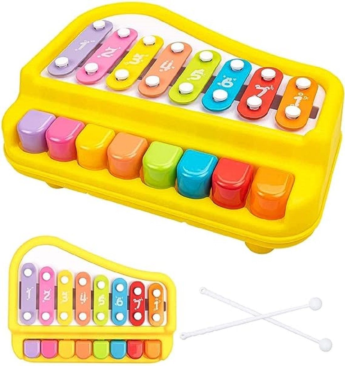2 in 1 Piano Xylophone with 5 Keys Scale for Kids-image-22