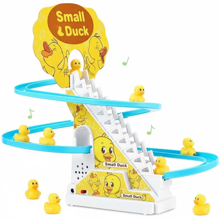 Small Duck Rolling Track Slide Toy for Toddlers, Battery Operated Musical Musical Toy Gag Toy