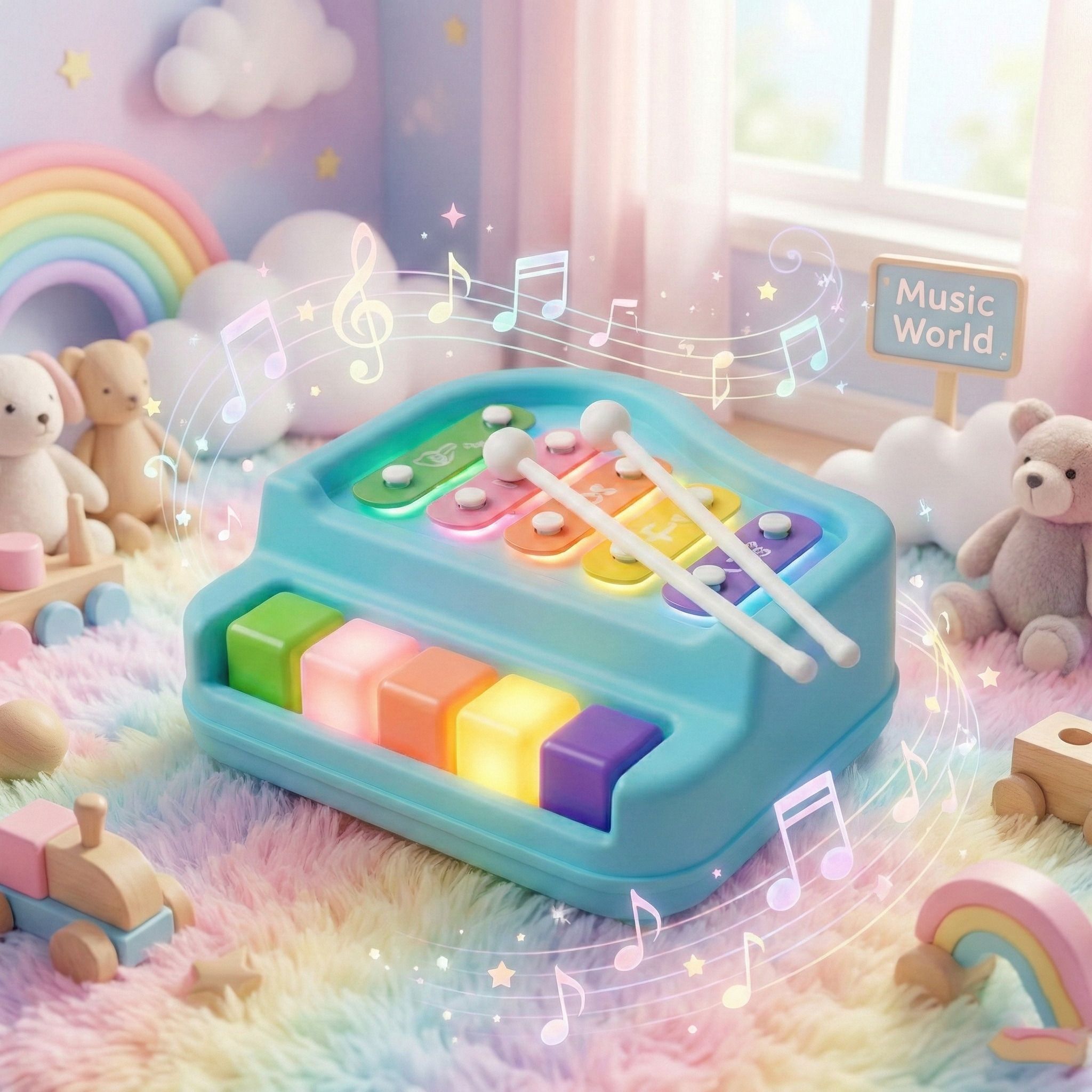 2-in-1 Piano & Xylophone Battery-Free Music Toy for Kid-image-22