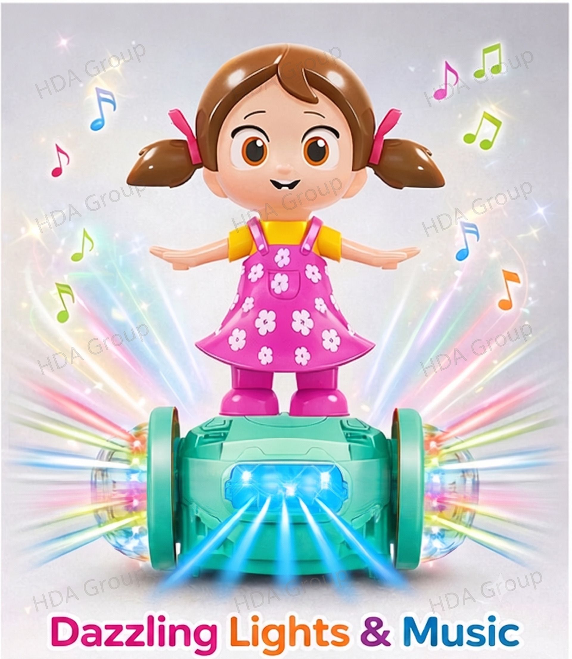 hda group Dancing GirlToy for Kids,360°Rotating Bump & Go Action Toy with Lights & MusiF-picture-11