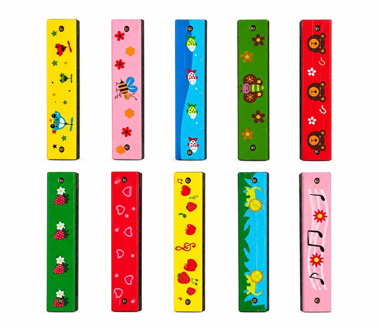 thoshinitraders Wooden Harmonica for Kids (Pack of 10) | Colorful Musical Mouth Organ Toy-picture-10