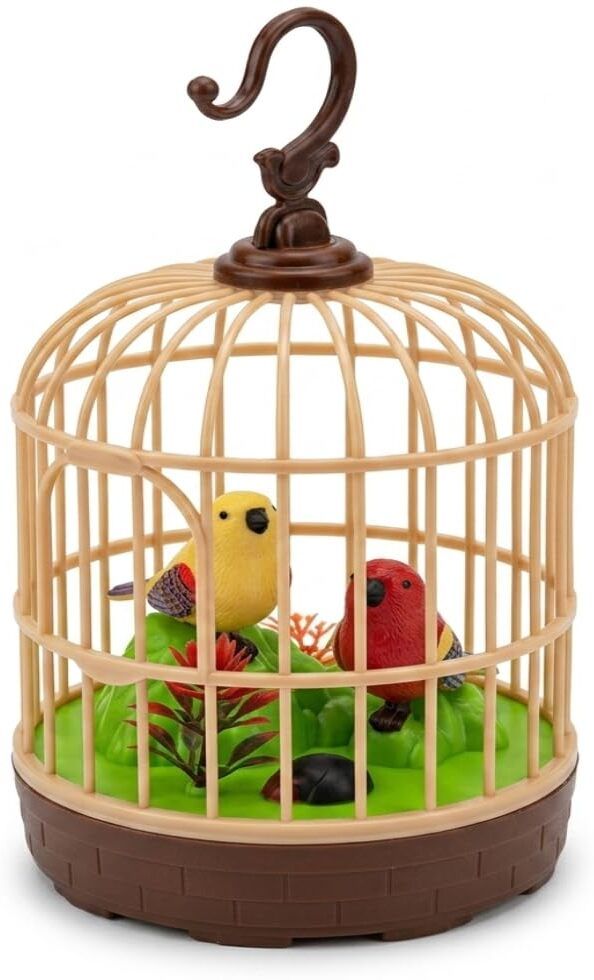 alvero Interactive Singing Bird Cage Toy with Voice Recording, Chirping Sounds & Music-picture-0