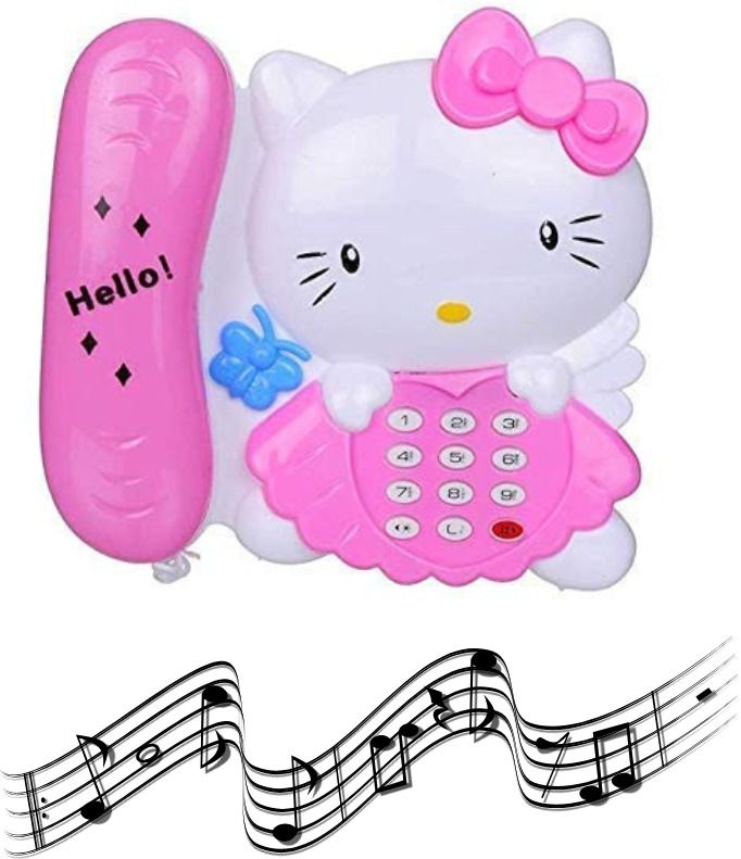 srishti collection Kitty Phone Landline Musical Sound Small Telephone Toy for Kids with Music-picture-40
