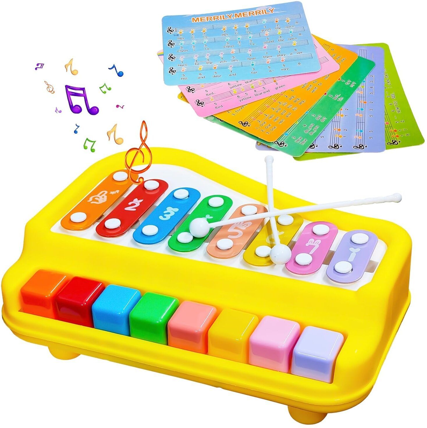 Kids Multi-Color Musical Piano Toy with Xylophone & Drum Sticks-image-34