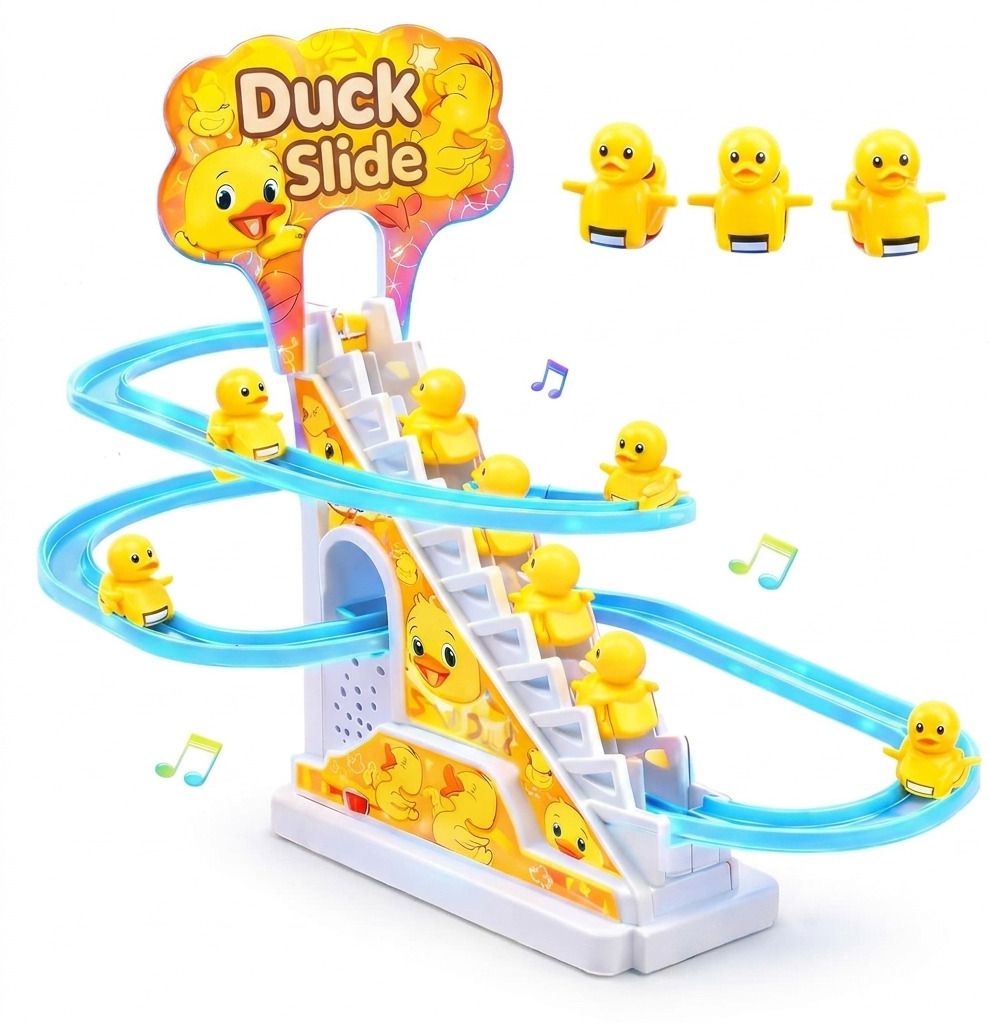 dreamy den Automatic Duck Climbing Stairs Toy, Musical Roller Coaster Track Set with Lights-picture-19