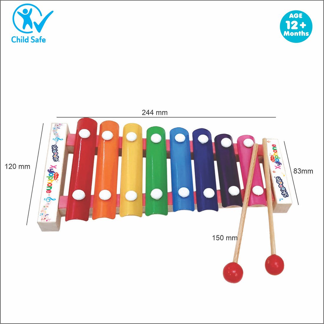 skoodle My First Xylophone For Kids and Toddlers with Harmonica, Best Educational Musical Instrument With Wooden Mallets for Boys and Girls, Best For Birthday Gifts (1 Wooden Xylophone + 2 Wooden Sticks)-picture-32