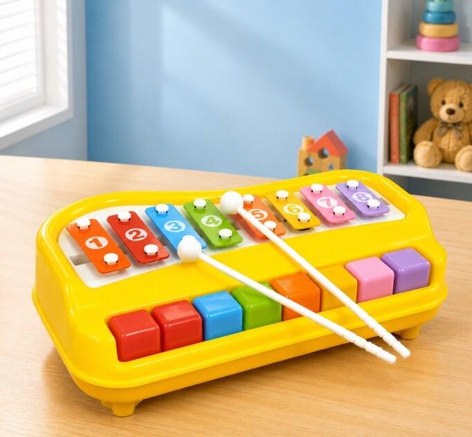 Kids Musical Xylophone Piano Toy with Number Keys and Drum Sticks Learning Set-image-36
