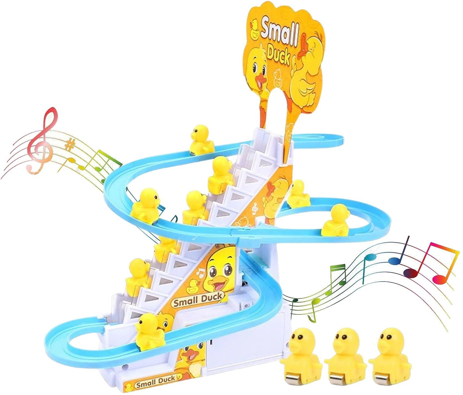 Little Lovely Duck Slide Escalator Toy Automatic Stair-Climbing Race Track Set-image-13