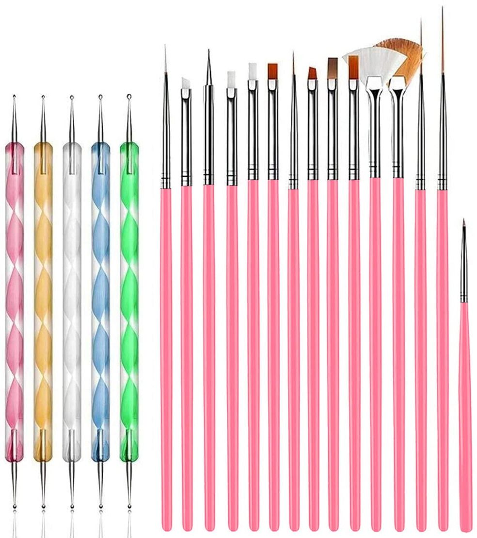 koccido 15 Nail Art Pink Brush With 5 Pcs Dotting Pen Multicolored-picture-11