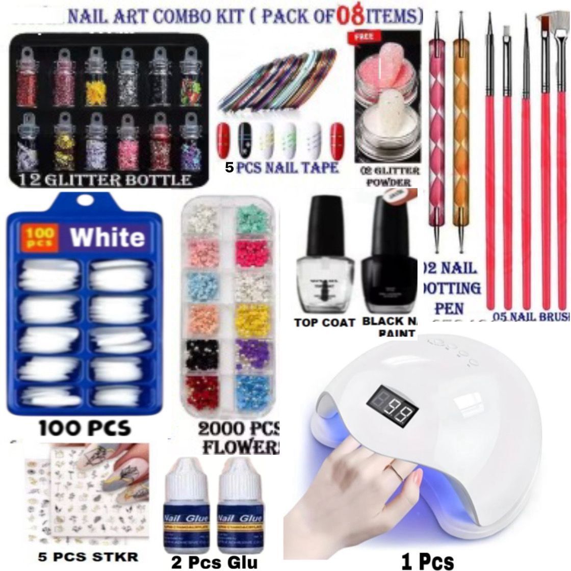 Nail Extension Kit with UV LED Lamp | Full Nail Art Combo Set-image-41