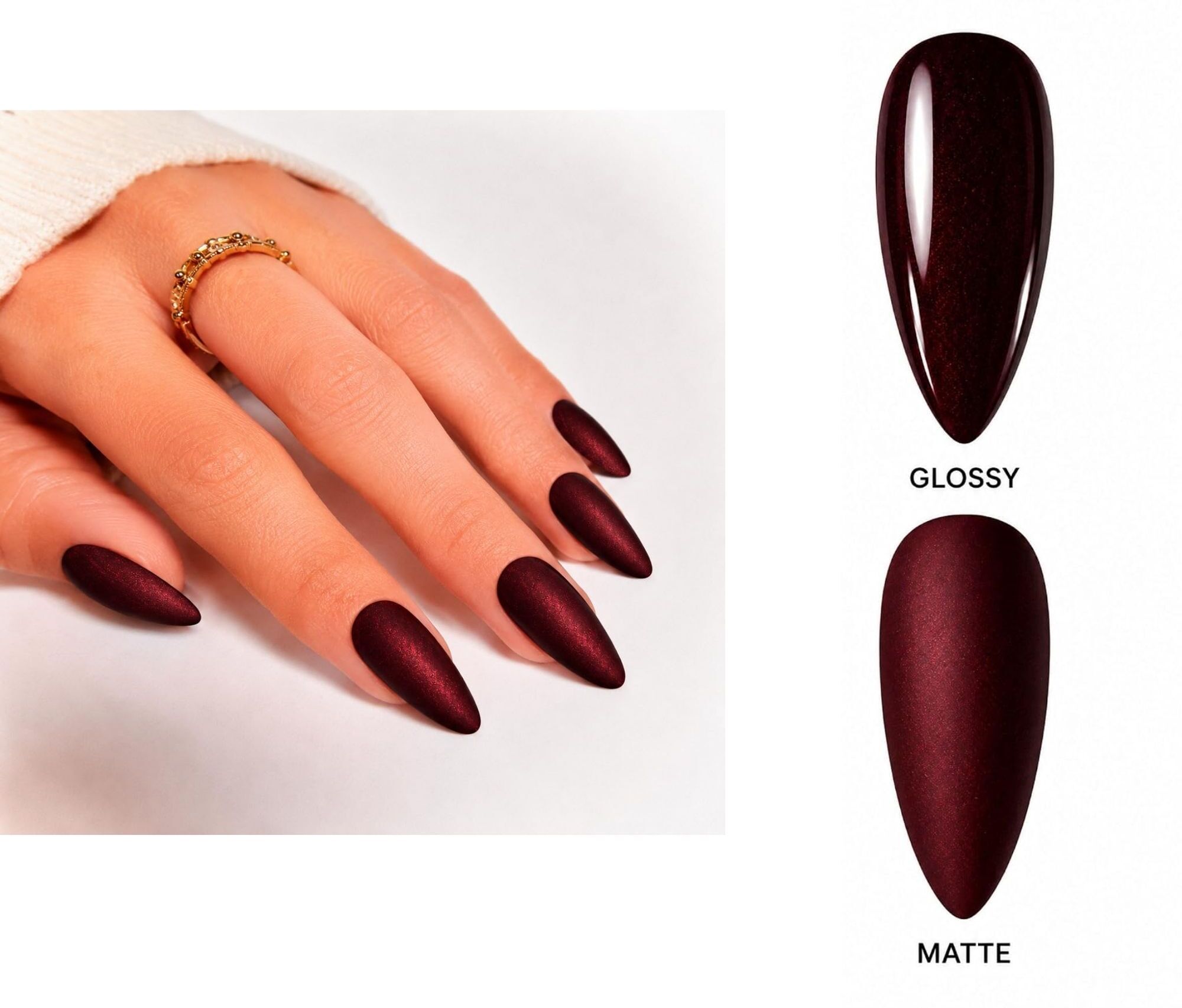 Burgundy Wine Shimmer Nail Polish 8ml Fast Dry Long Lasting-image-15