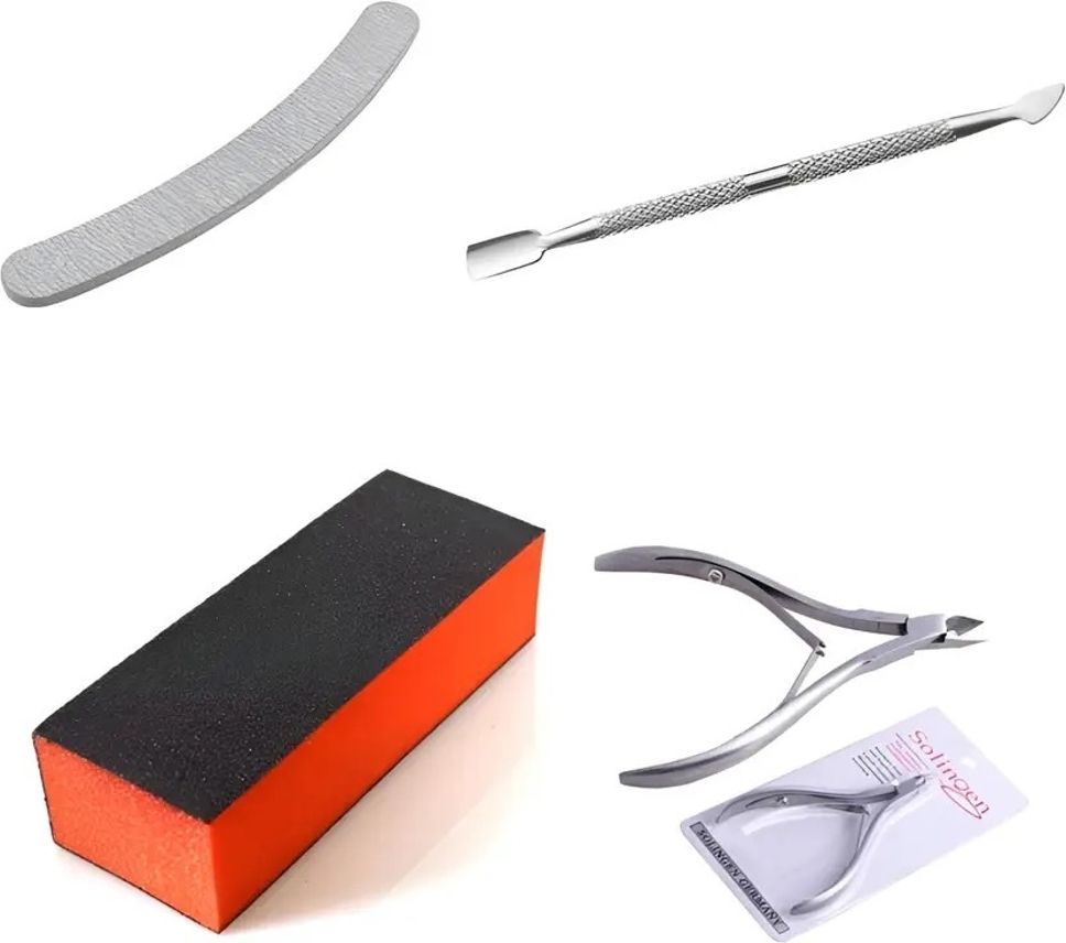 nail art kit Combo 1 pusher 1 cuticle cutter 1 filer 1 buffer for women-image-39